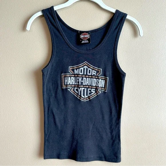 Harley Davidson Womens Tank Top Y2K Weiblers Davenport Iowa Glitter Logo Size M - Picture 2 of 16
